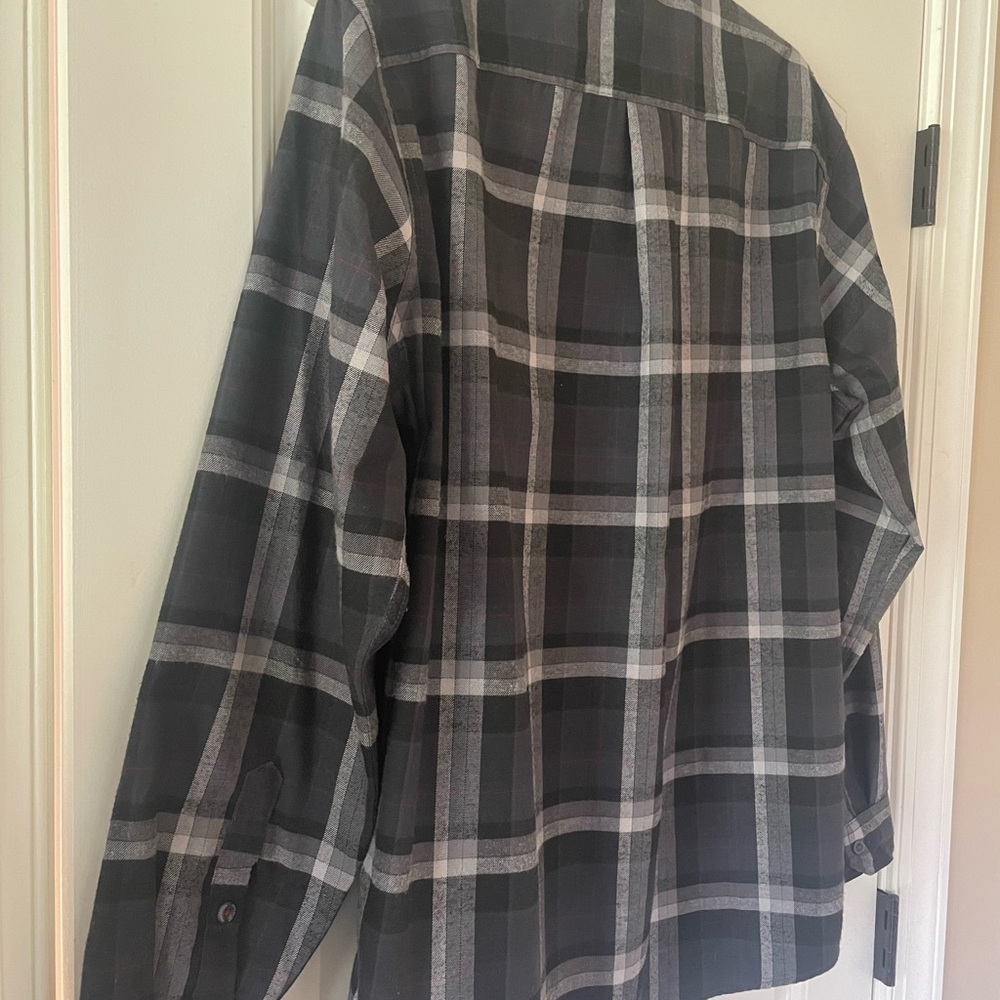 Eddie Bauer Black and Gray Plaid Button-Up Shirt - Picture 6 of 10